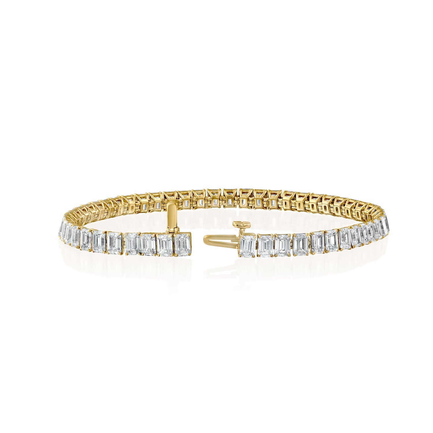 yellow :: 10 carat emerald lab grown diamond tennis bracelet IGI certified
