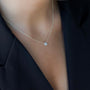 yellow :: elegant 0.8 ct elongated cushion lab diamond pendant in yellow gold