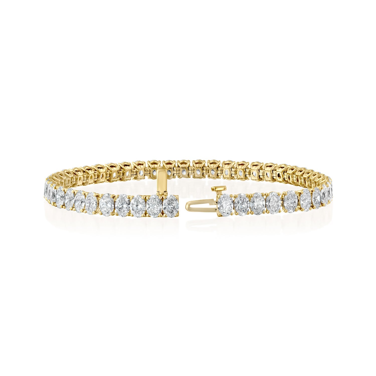 yellow :: 15ct oval brilliant lab grown diamond tennis bracelet four prong setting