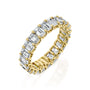 Yellow :: 5 carat emerald cut lab diamond u prong eternity ring yellow gold full diamond band