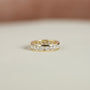 Yellow :: close up 2ct round channel lab diamond eternity ring yellow gold smooth finish