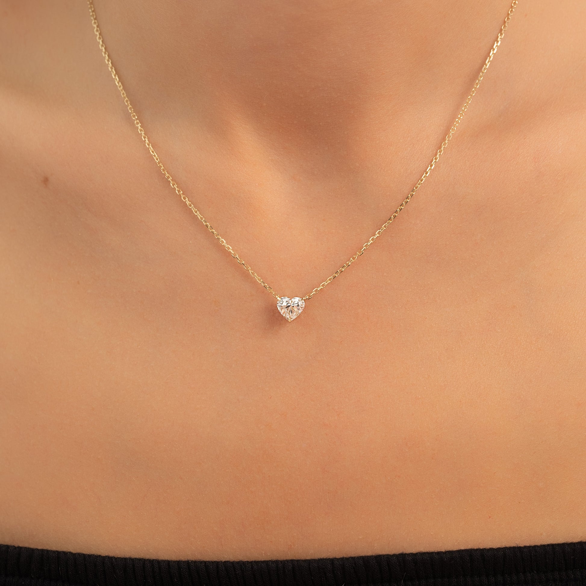 yellow :: 2 carat heart diamond pendant with luxurious yellow gold finish