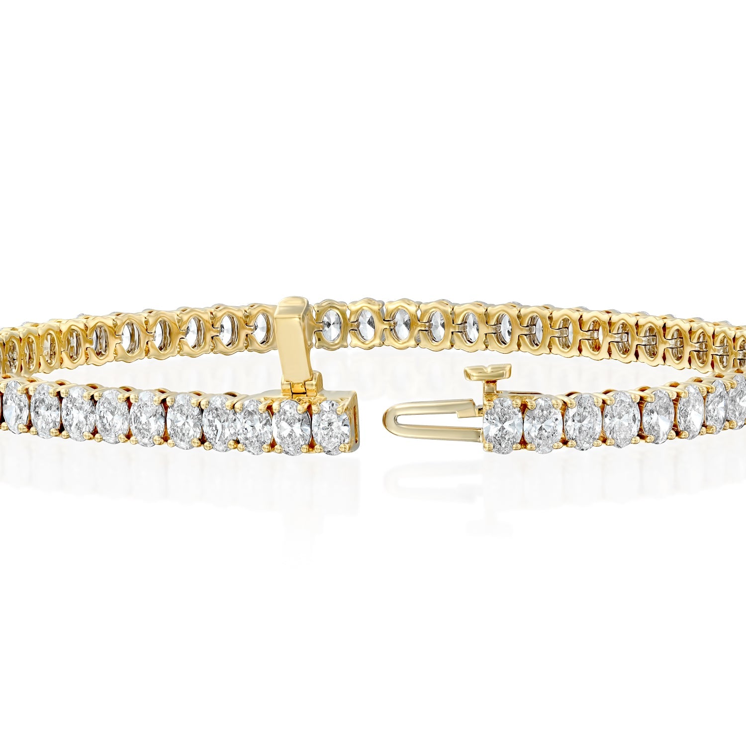 yellow :: 10ct oval brilliant lab grown diamond tennis bracelet four prong setting