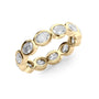 Yellow :: close up 2.4ct oval east west bezel lab diamond eternity ring yellow gold smooth finish