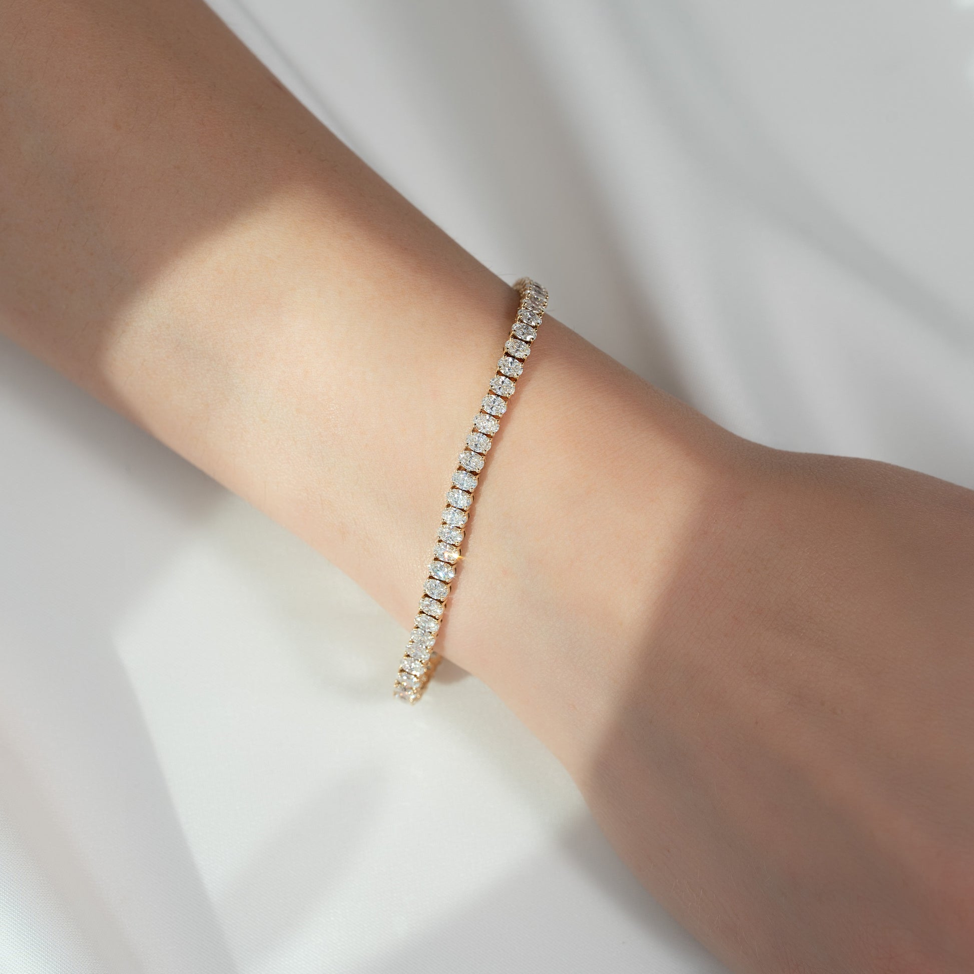 yellow :: 6ct luxury oval lab grown diamond tennis bracelet for women