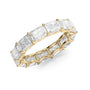 Yellow :: close up 5ct east west radiant lab diamond eternity ring yellow gold bold brilliance