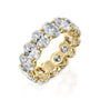 Yellow :: close up 7ct oval lab diamond eternity ring yellow gold brilliant sparkle