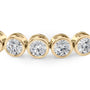 yellow :: 8.5ct round brilliant lab grown diamond tennis bracelet bezel setting