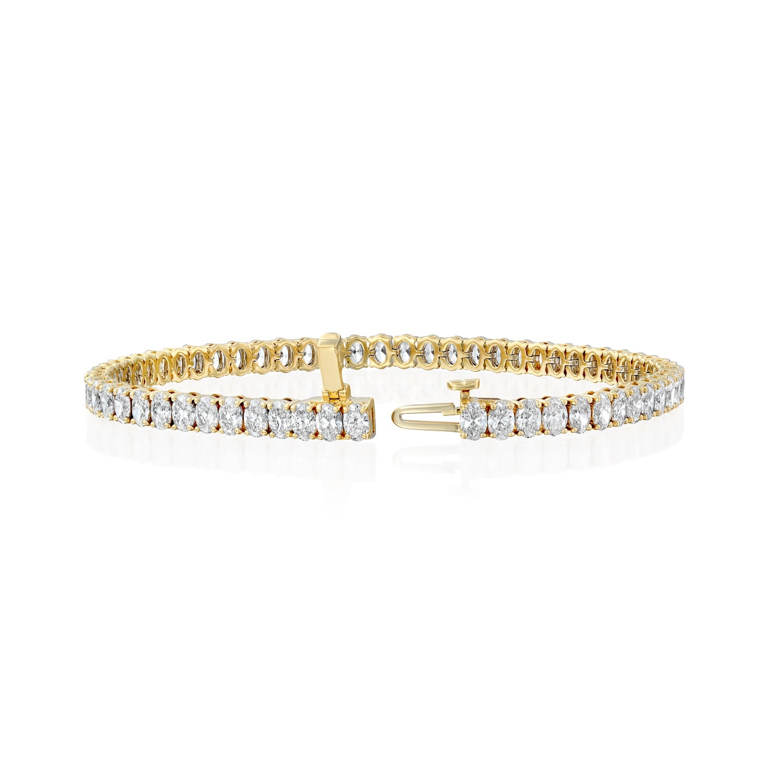 yellow :: 6ct oval brilliant lab grown diamond tennis bracelet four prong setting
