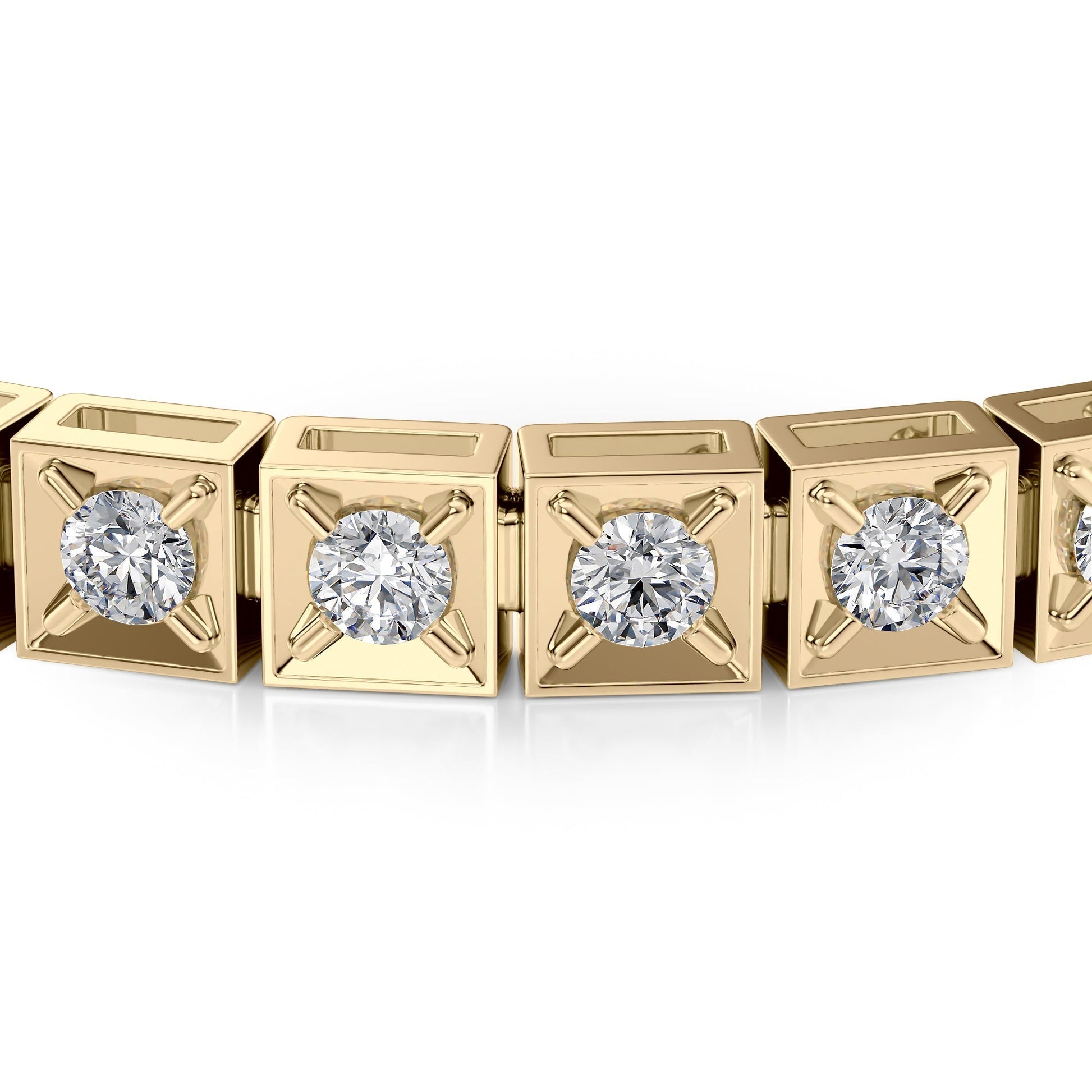 yellow :: 3ct round lab grown diamond tennis bracelet chocolate design four prong setting