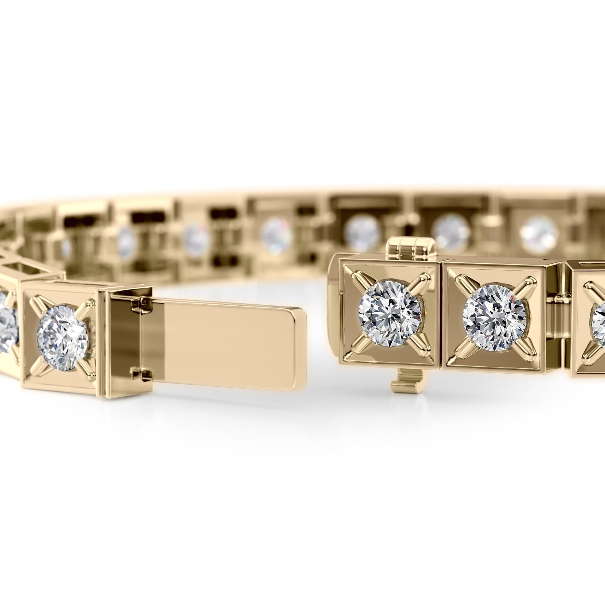 yellow :: 4.5 carat IGI certified round diamond bracelet chocolate style lab grown