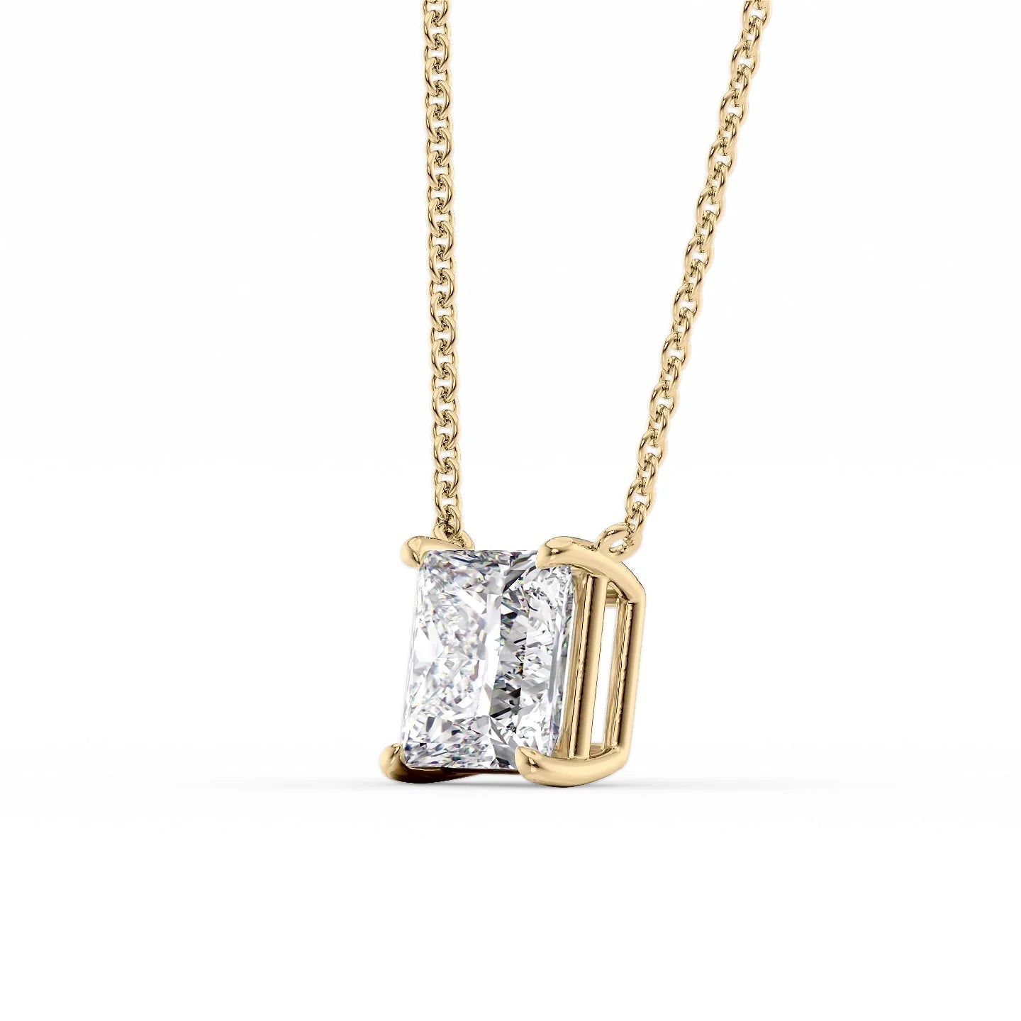 yellow :: 0.5 carat princess shaped pendant necklace in polished yellow gold