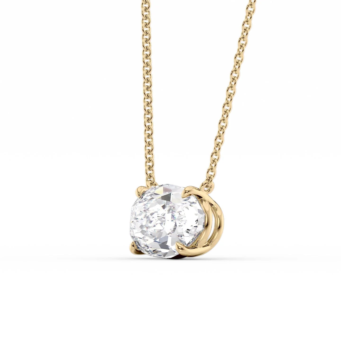yellow :: luxury oval diamond pendant necklace crafted in polished yellow gold