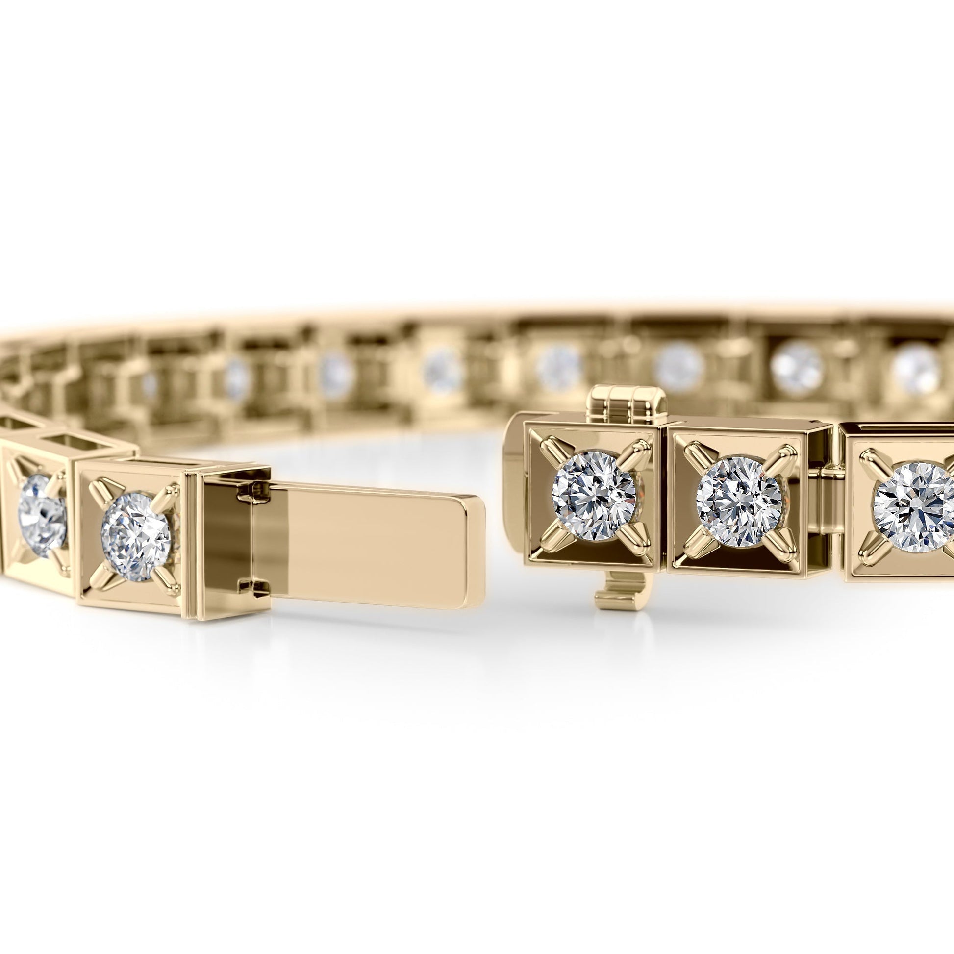 yellow :: 3 carat IGI certified round diamond bracelet chocolate style lab grown