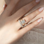 Yellow :: modern 4ct round lab grown diamond u prong eternity ring yellow gold high luxury statement ring
