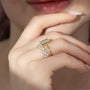 Yellow :: luxury 4 carat round u prong lab diamond eternity ring yellow gold sleek design