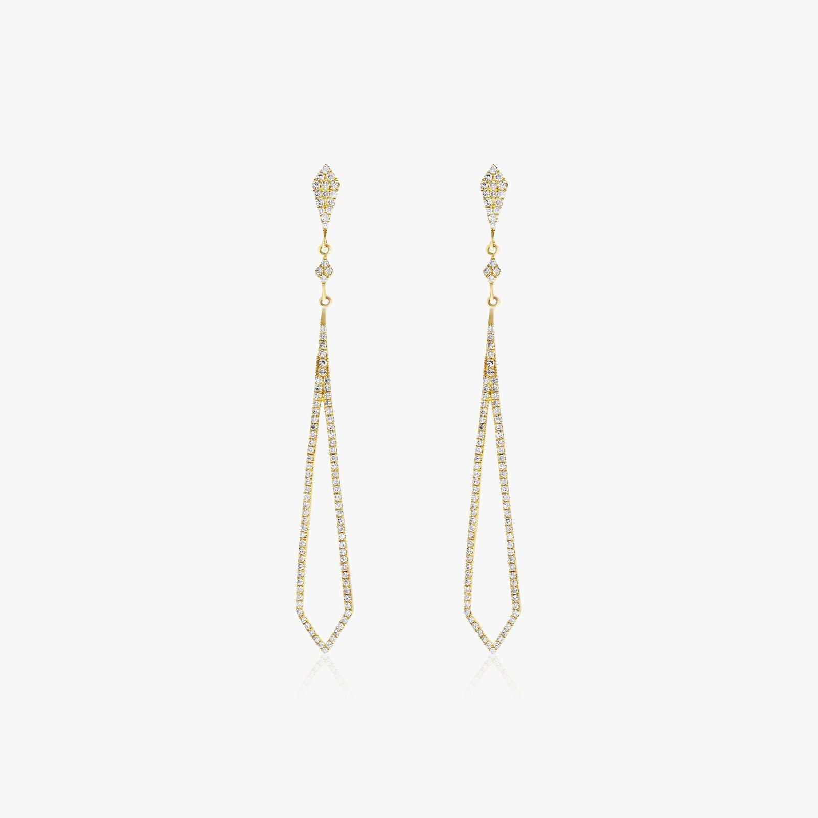 Yellow :: refined lab grown diamond drop earrings petite design white gold elegant minimal jewelry