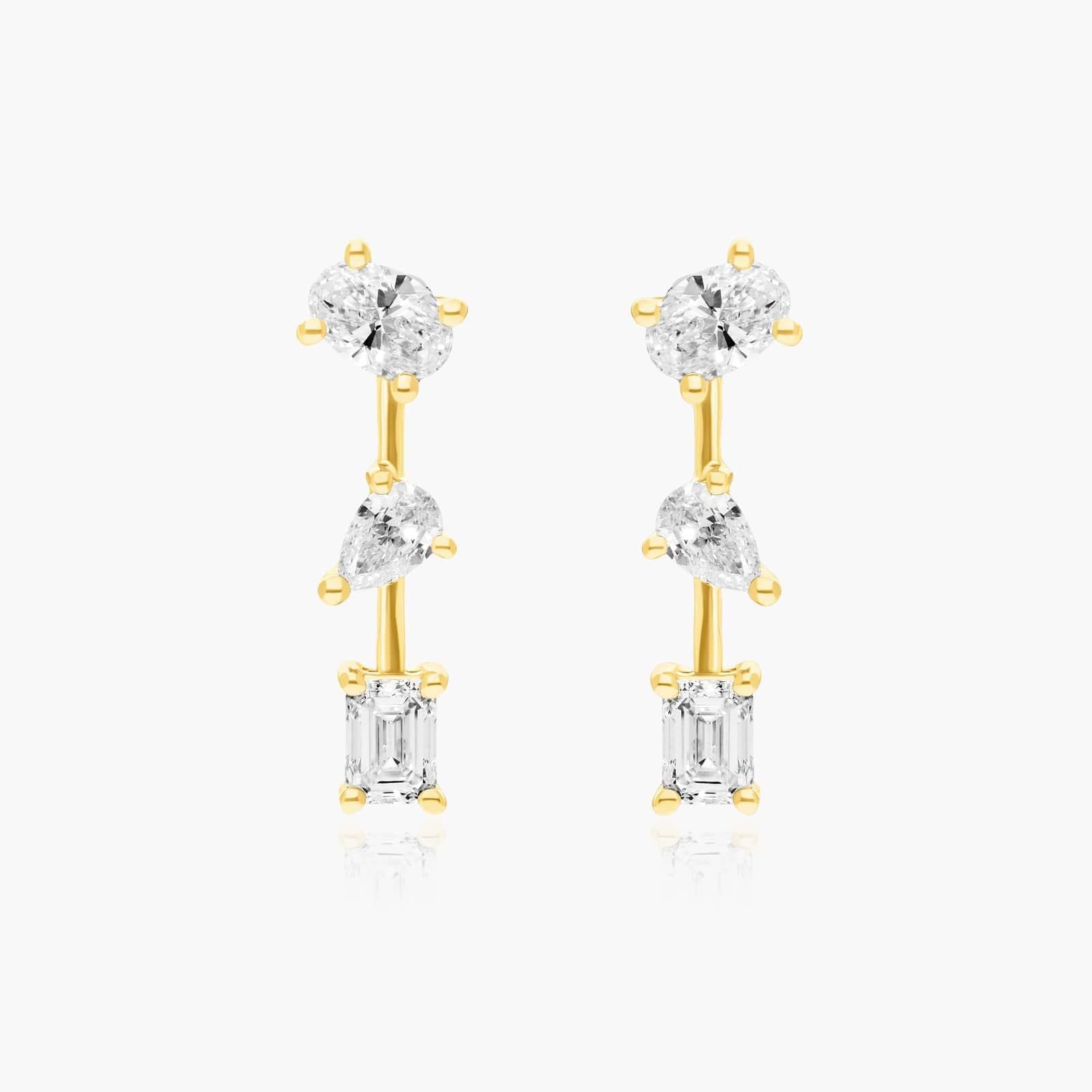 Yellow :: statement multi shape lab grown diamond earrings drop style white gold bold luxury jewelry