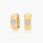 Yellow :: minimalist oval lab grown diamond huggie hoops bezel set white gold clean modern design