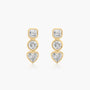 Yellow :: premium lab grown diamond stud earrings fancy multi shape bezel design white gold luxury fine jewelry