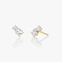 Yellow :: triple stone lab grown diamond huggie earrings white gold refined minimal everyday jewelry