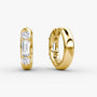 Yellow :: premium lab grown diamond huggie earrings three stone design white gold elegant fine jewelry
