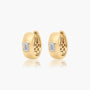 Yellow :: premium emerald bezel lab grown diamond huggie earrings white gold elegant fine jewelry for women