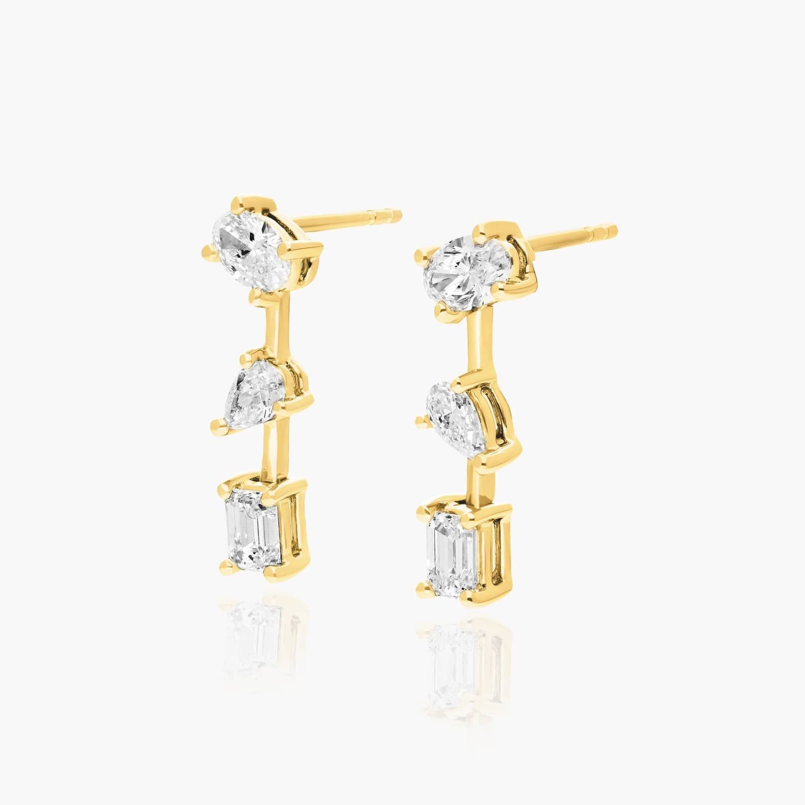 Yellow :: modern fancy shape lab grown diamond drop earrings mixed cut white gold elegant jewelry