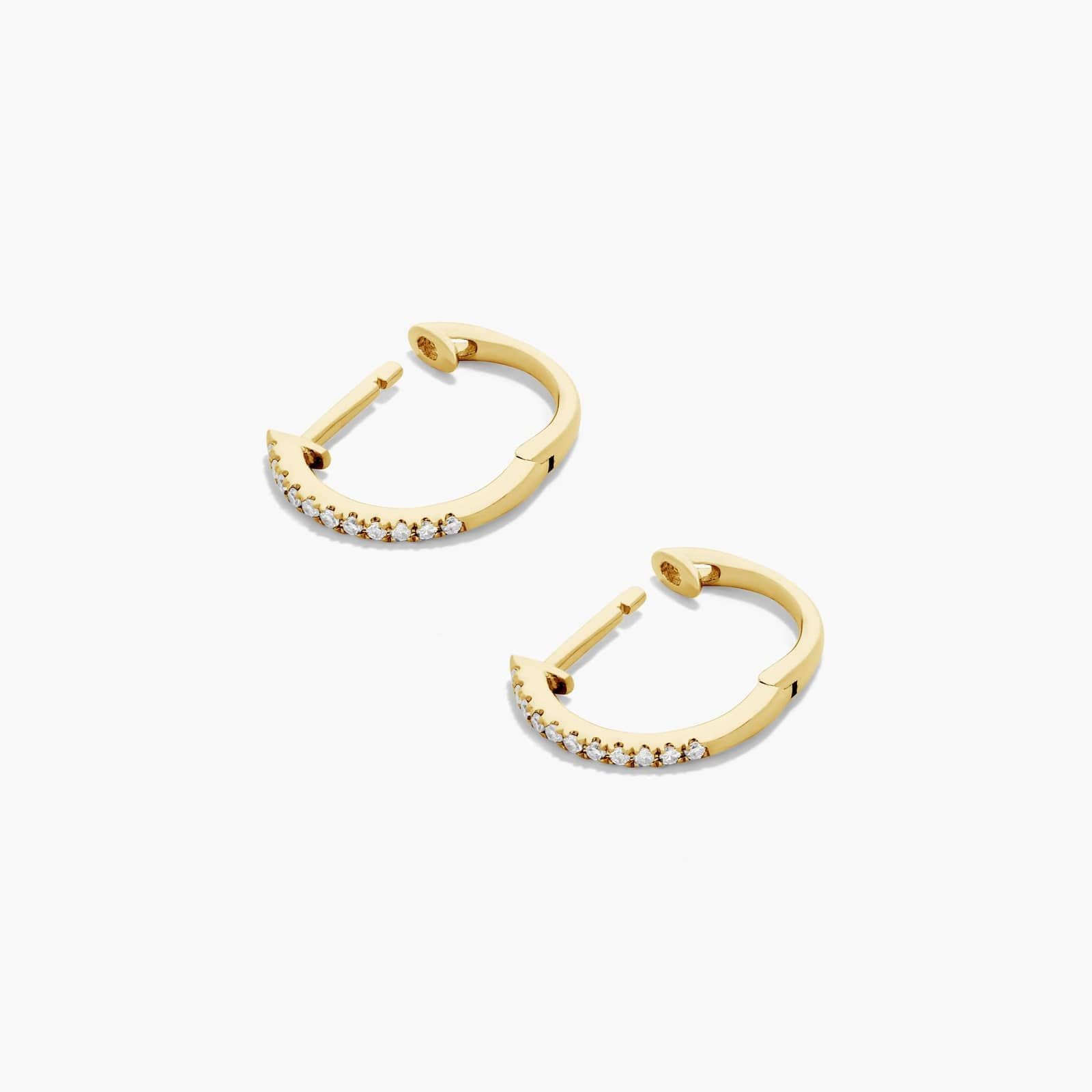 Yellow :: sophisticated pave lab grown diamond huggie hoops white gold refined everyday sparkle jewelry