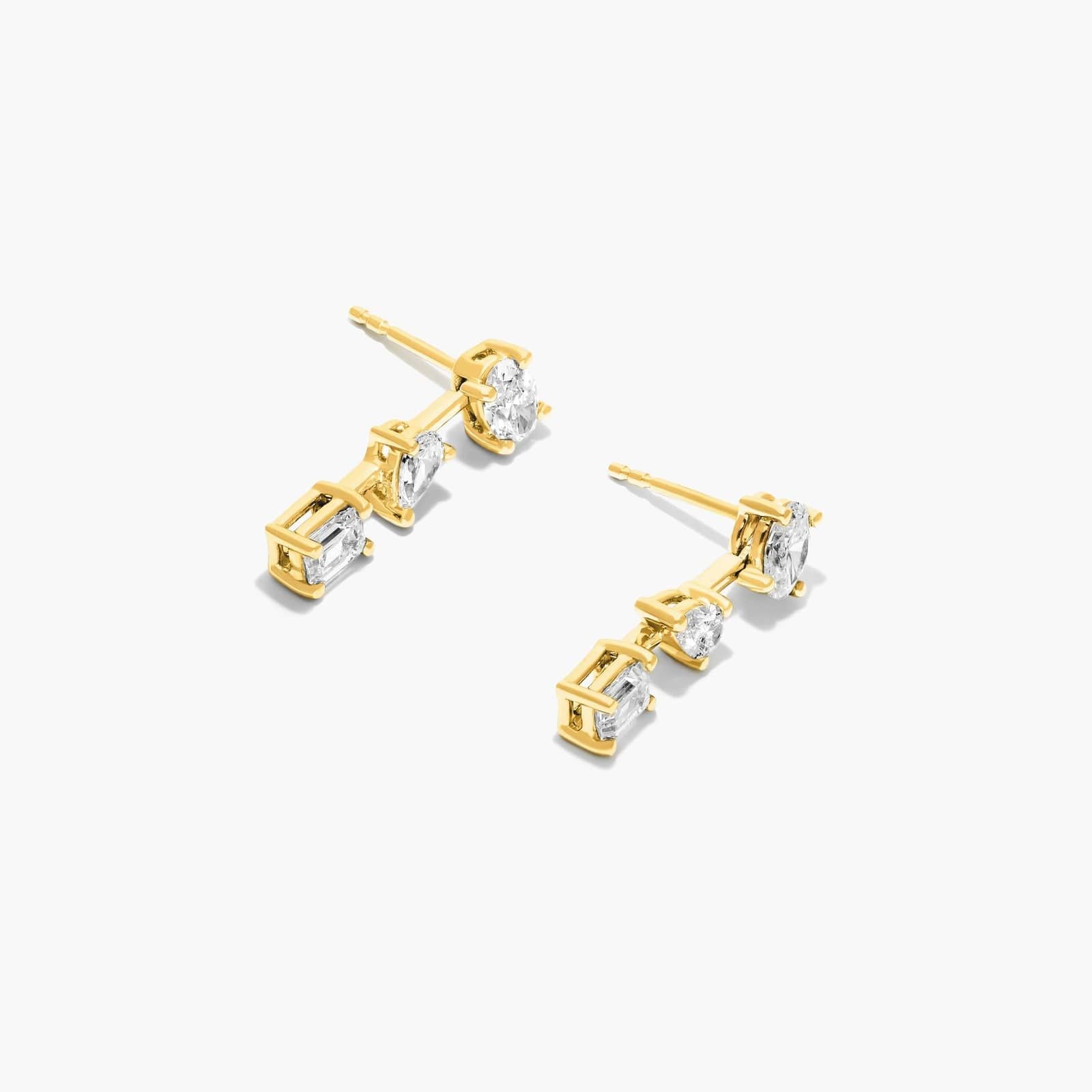 Yellow :: sophisticated lab grown diamond drop earrings multi shape stones white gold premium design