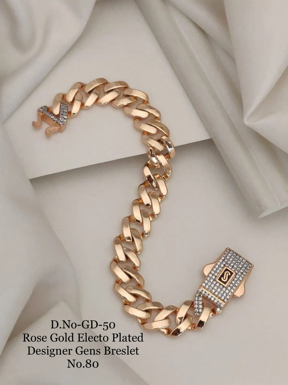 Rose Gold Electo Plated Designer Cuban Bracelet