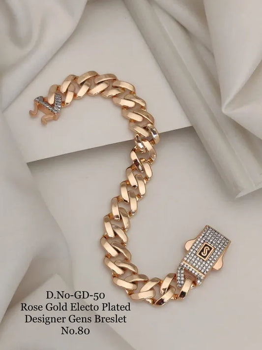 Rose Gold Electo Plated Designer Cuban Bracelet
