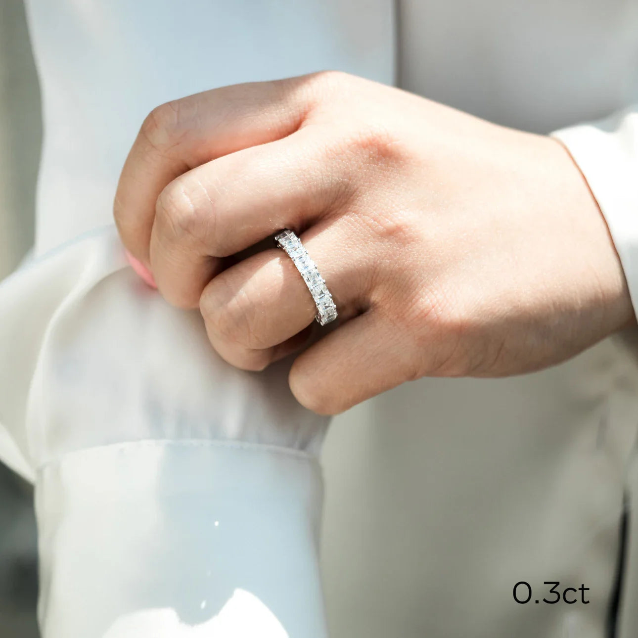 Asscher Lab Grown Diamond Eternity Band, EF Color, VS Clarity, IGI Certified