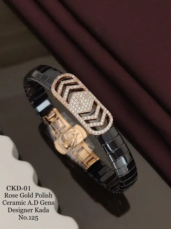Rose Gold Polish Ceramic A.D Gent's Designer Kada
