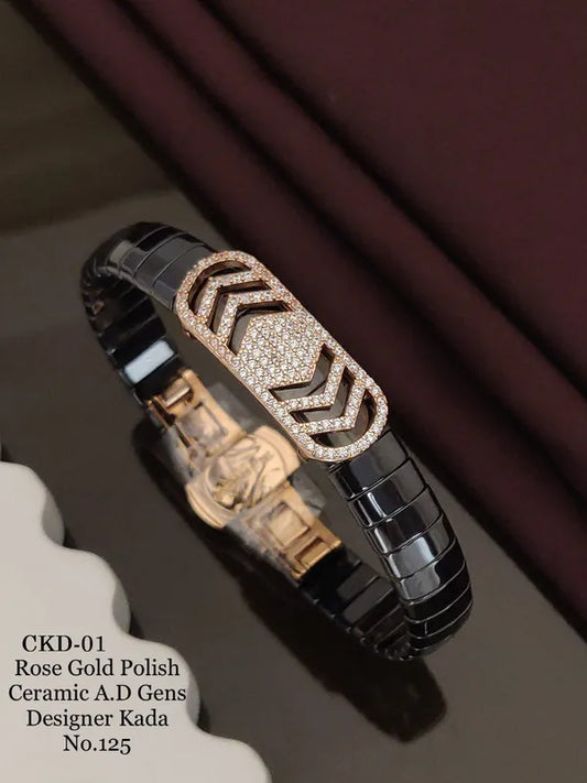 Rose Gold Polish Ceramic A.D Gent's Designer Kada