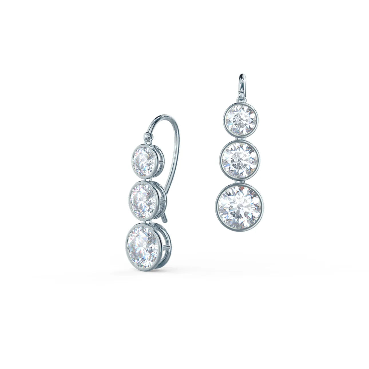 Round Lab Grown Diamond Cosmopolitan Three Drop Earring, EF Color, VS Clarity, IGI Certified