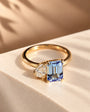 Common :: Blue Emerald Cut lab diamond paired with D E F Pear diamond