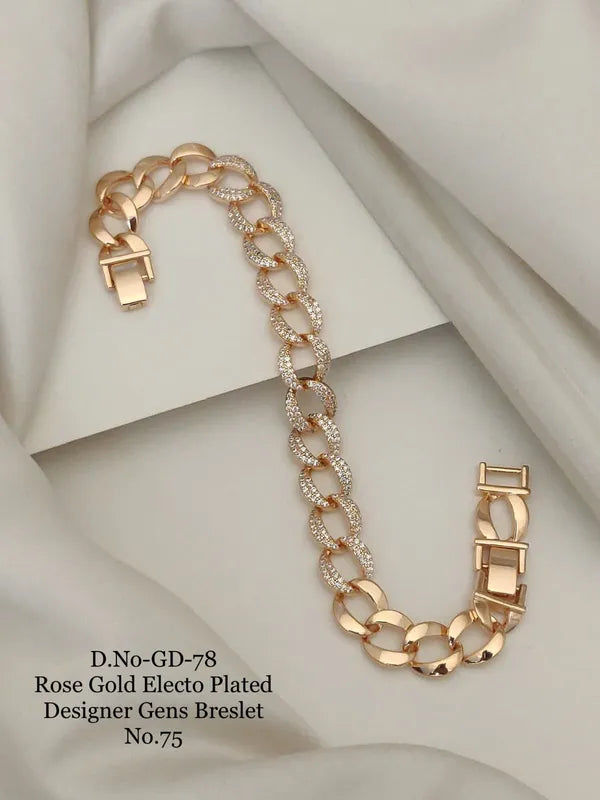 Rose Gold Electo Plated Designer Cuban Bracelet