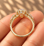 Common :: Three Stone Oval diamond ring with sculptural leaf inspired shoulders
