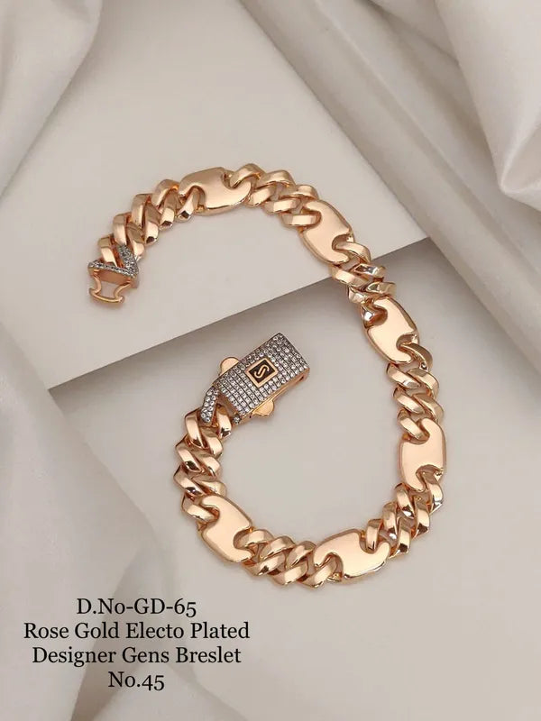 Rose Gold Electo Plated Designer Cuban Bracelet