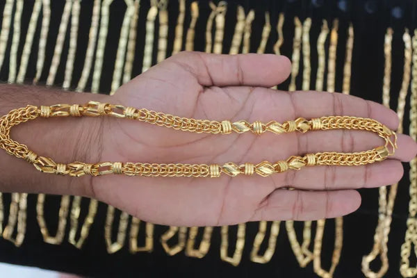 Micro Gold Plated Rajwadi Exciting Modern Leaf Design High-Quality Chain for Men