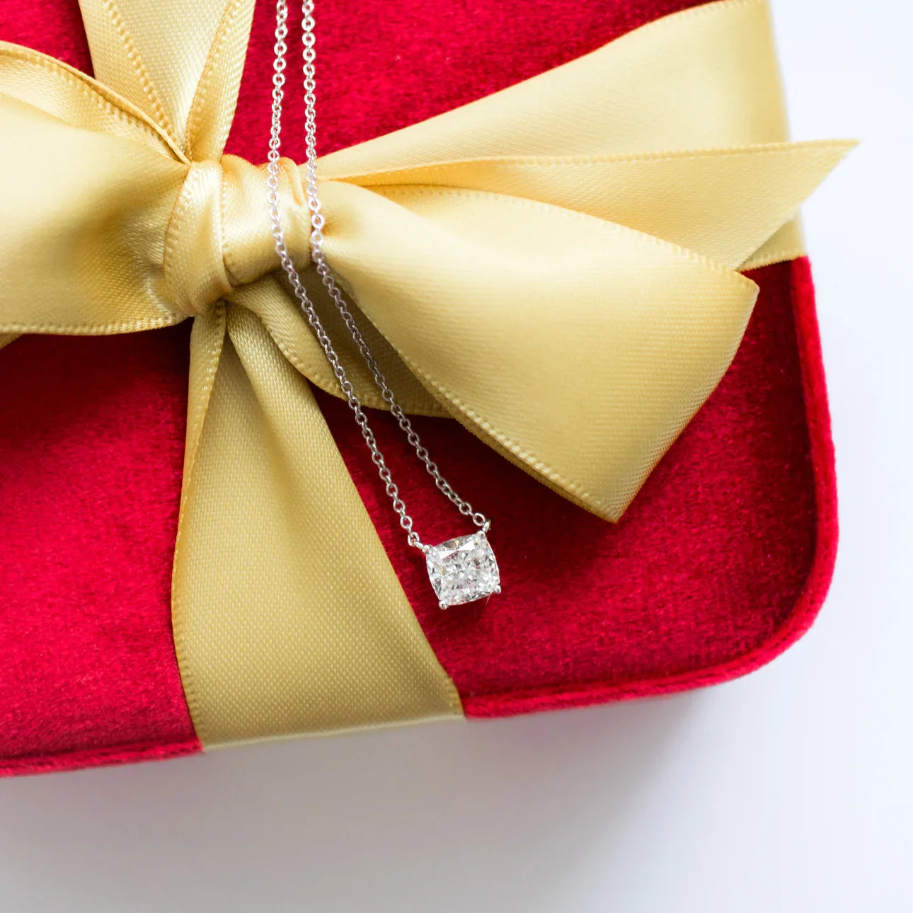 Cushion lab Grown Diamond Solitaire Pendant With Chain, EF Color, VS Clarity, IGI Certified