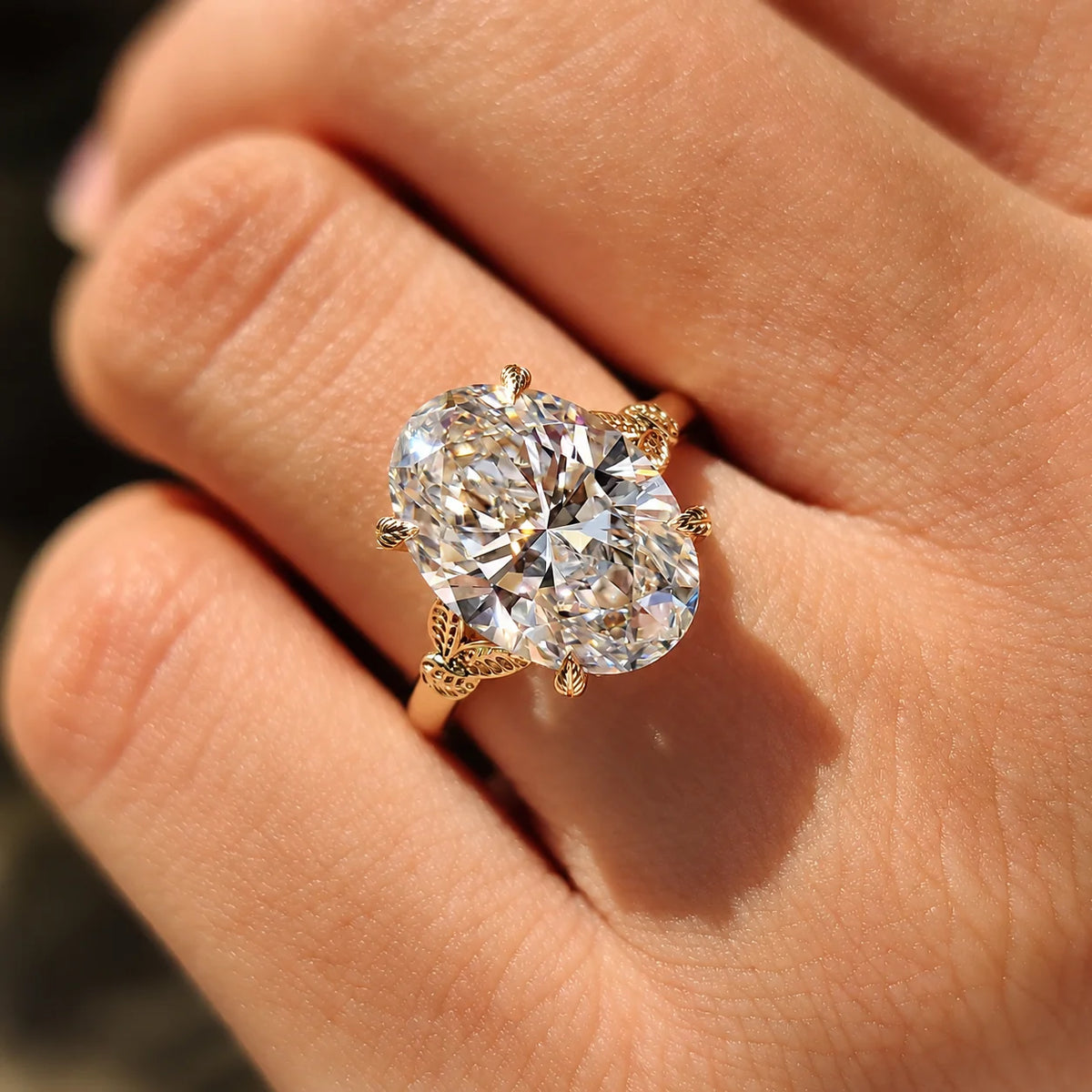 Common :: 5ct elongated Oval center diamond with decorative four prong setting