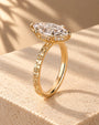 Common :: Elongated Marquise lab grown diamond engagement ring with 2mm band