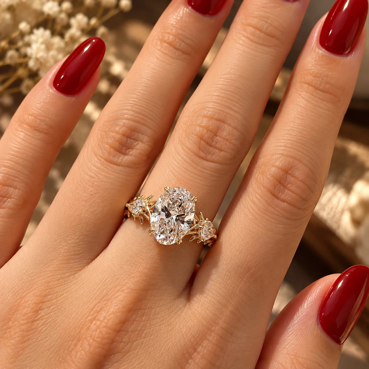 Common :: 3ct Oval center with 0.60TCW Pear side diamonds