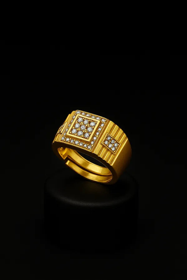Square in Square Designed Diamond Ring for Boys & Men