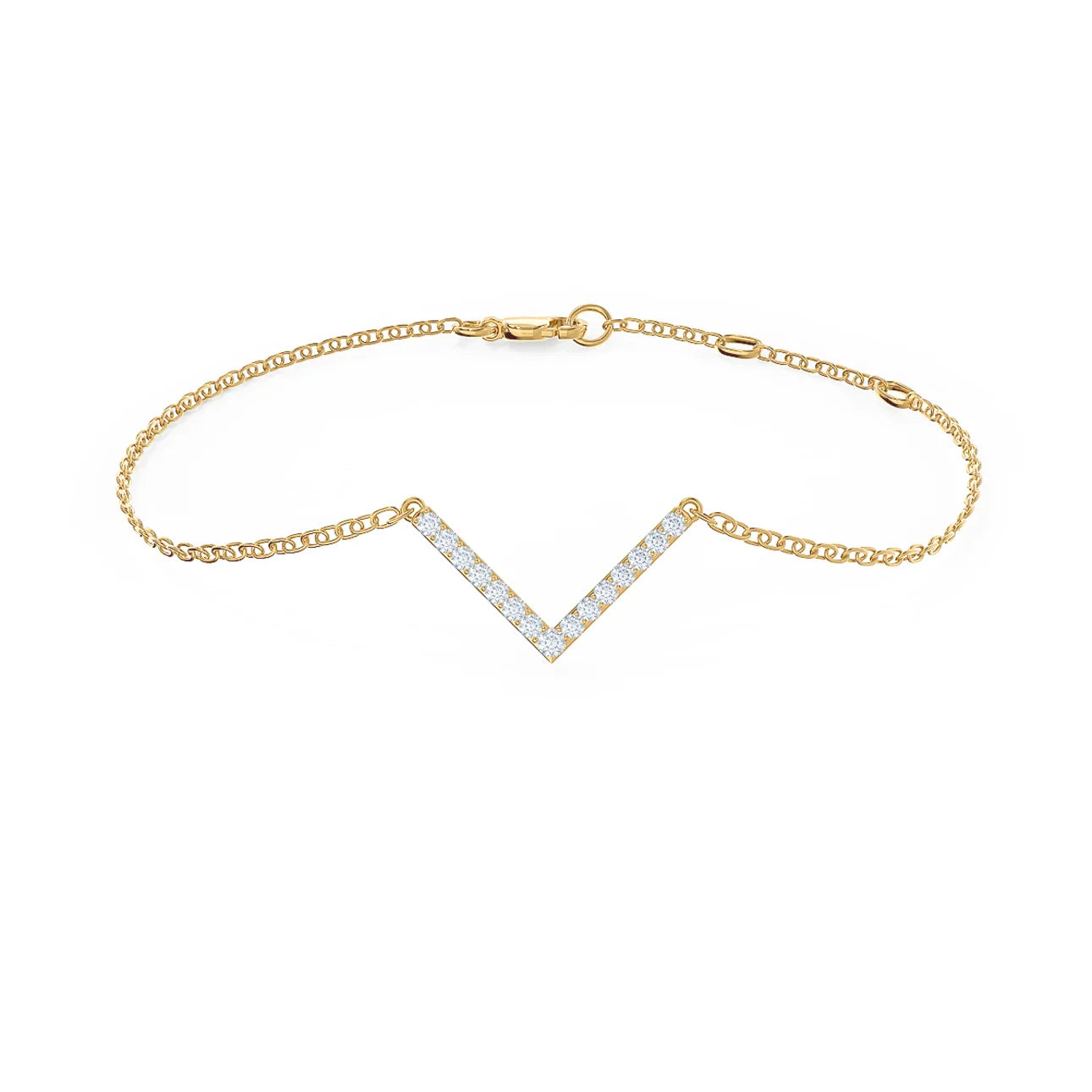 Round Lab grown Diamond V Bracelet EF Color, VS Clarity, IGI Certificate