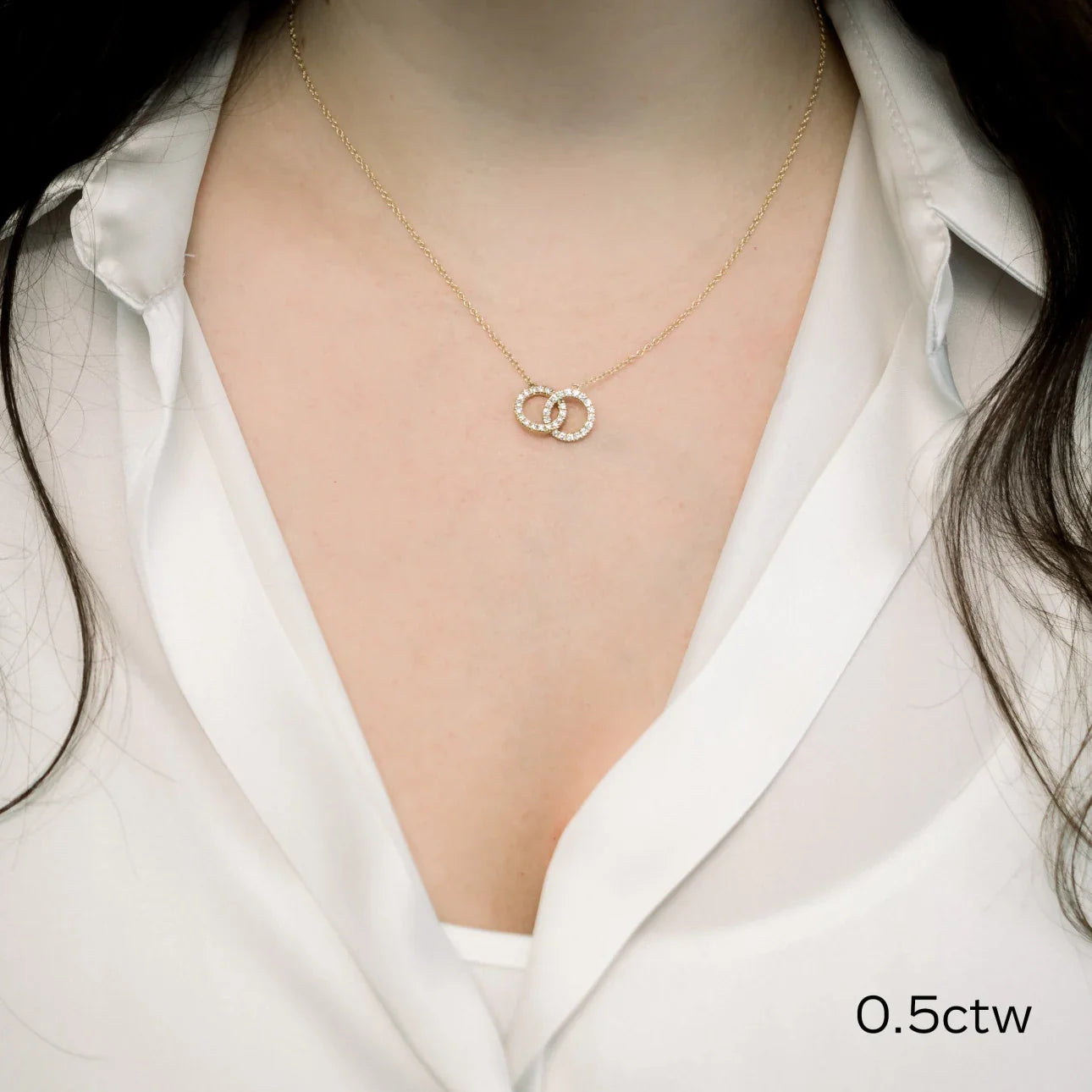 Round Lab Grown Diamond Double Karma Necklace, EF Color, VS Clarity, IGI Certified