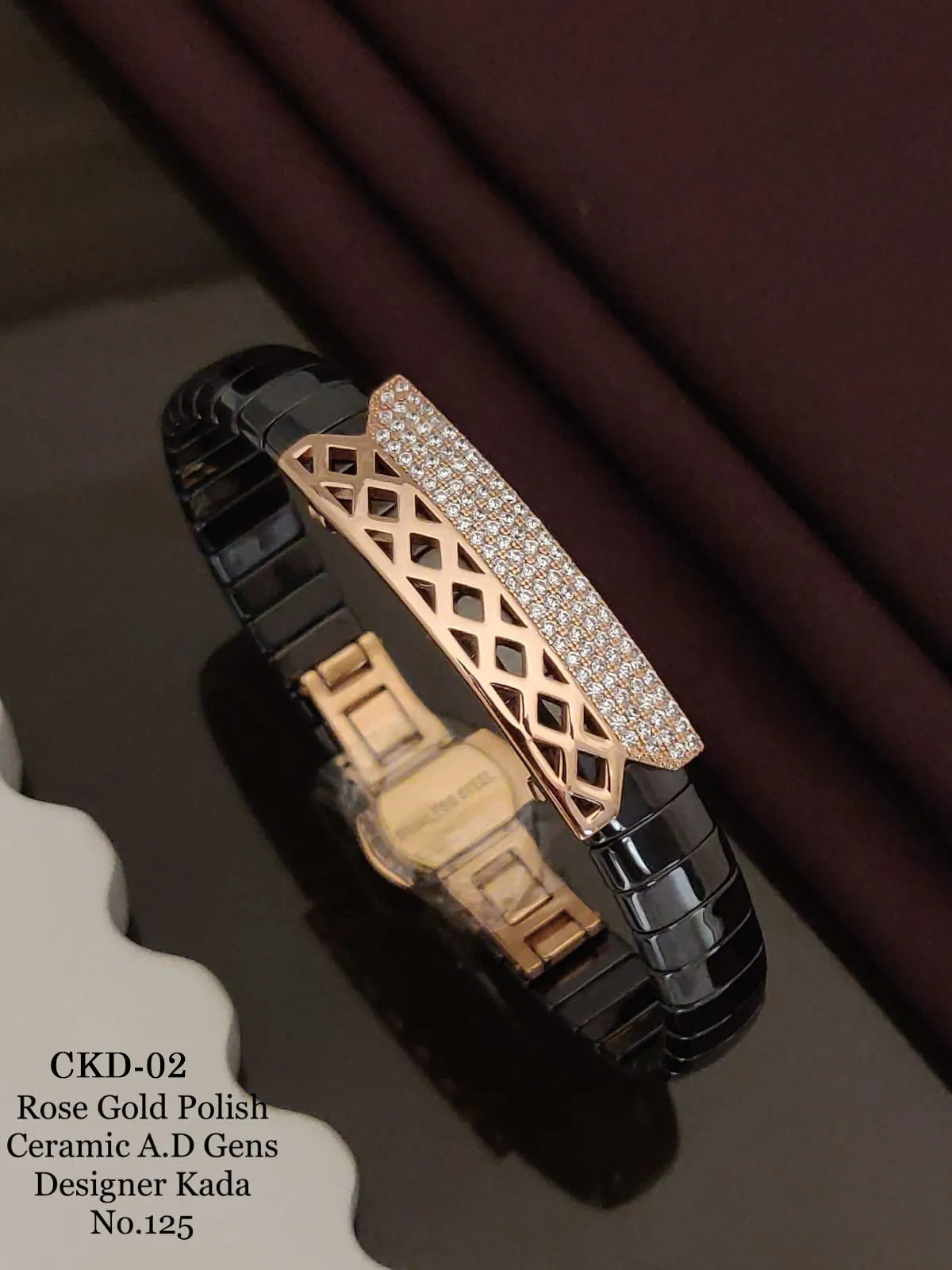 Rose Gold Polish Ceramic A.D Gent's Designer Kada