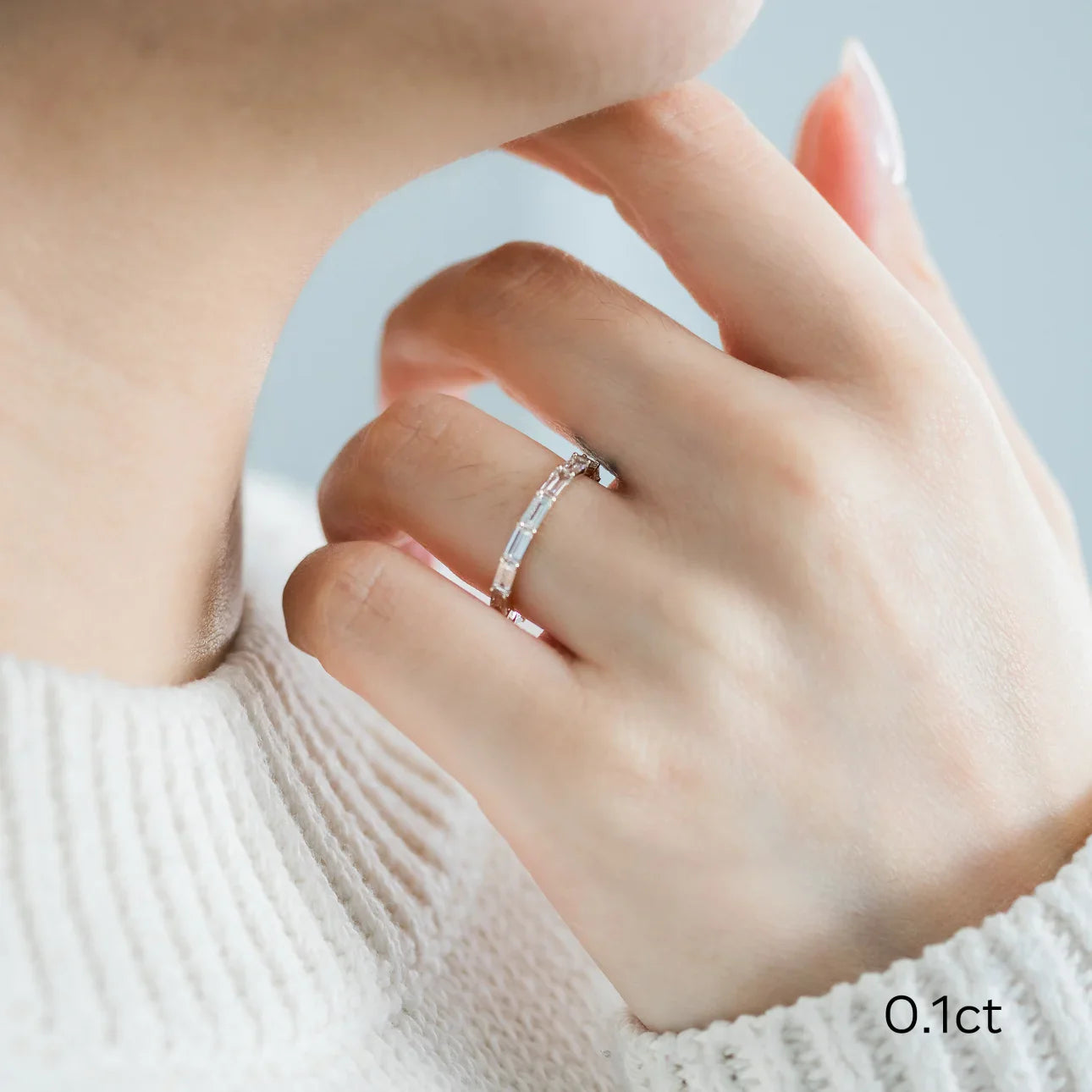 Baguette East-West Lab Grown Diamond Eternity Band, EF Color, VS Clarity, IGI certified